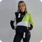 Buzo Hoodde Dortivo Canguro Mujer Speed Verde Negro Blanco